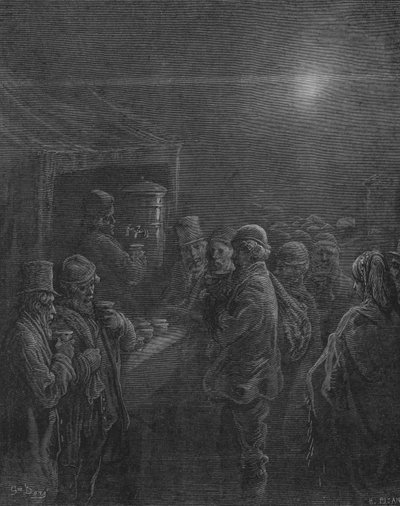 The First Cup of Coffee by Gustave after Dore